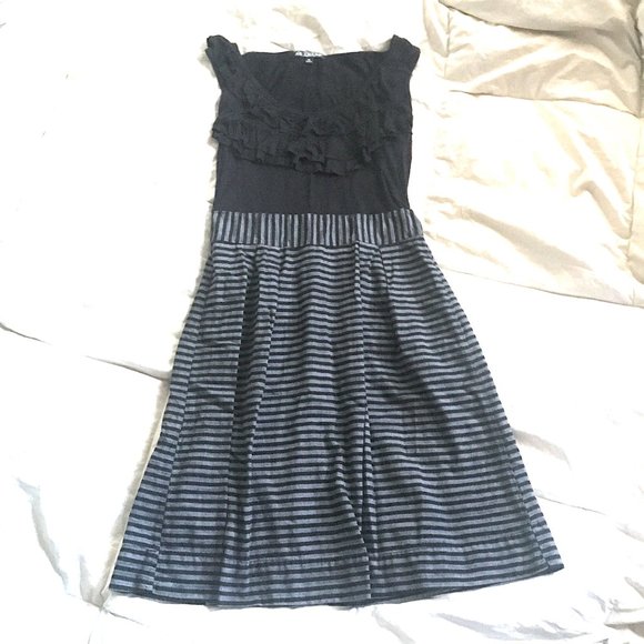 UNAVAILABLE ❌ Gray & Black Ruffle Striped Dress - Picture 10 of 10